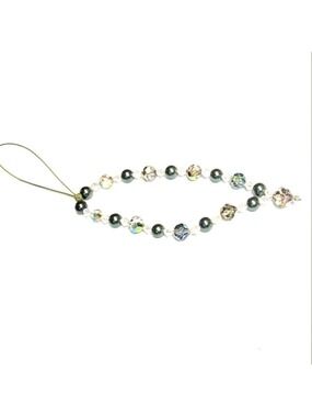 Cellphone Wristlet Strap Green Glass Bead Iridescent Bead